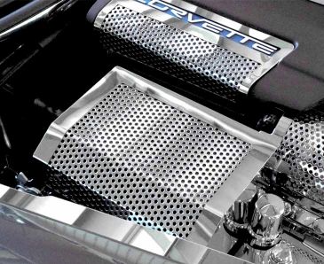 2005-2013 C6 Corvette - Fuse Box Cover Perforated Style | Polished Stainless Steel