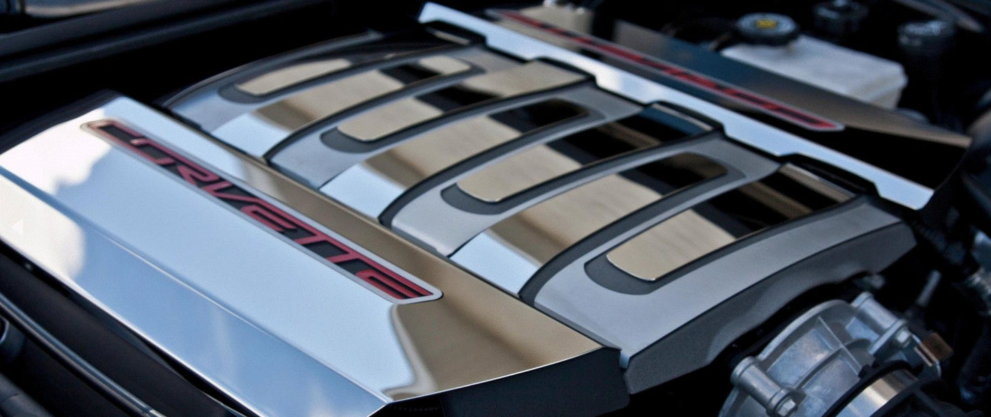 2014-2019 C7/Z51 Corvette Stingray - Fuel Rail Covers Factory Overlay 2Pc | Stainless Polished/Brushed Trim