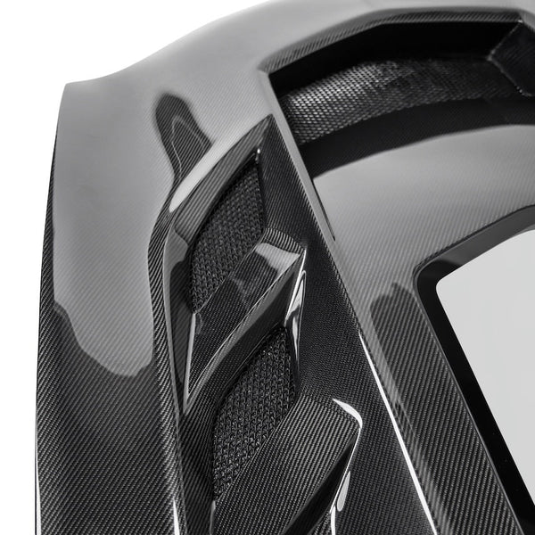 2014-2019 Corvette C7 Type-VS1 Double Sided Carbon fiber Vented Style Hood W/ Window For Stingray, Z51, Grand Sport, Z06