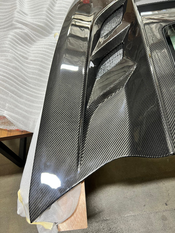 2014-2019 Corvette C7 Type-VS1 Double Sided Carbon fiber Vented Style Hood W/ Window For Stingray, Z51, Grand Sport, Z06