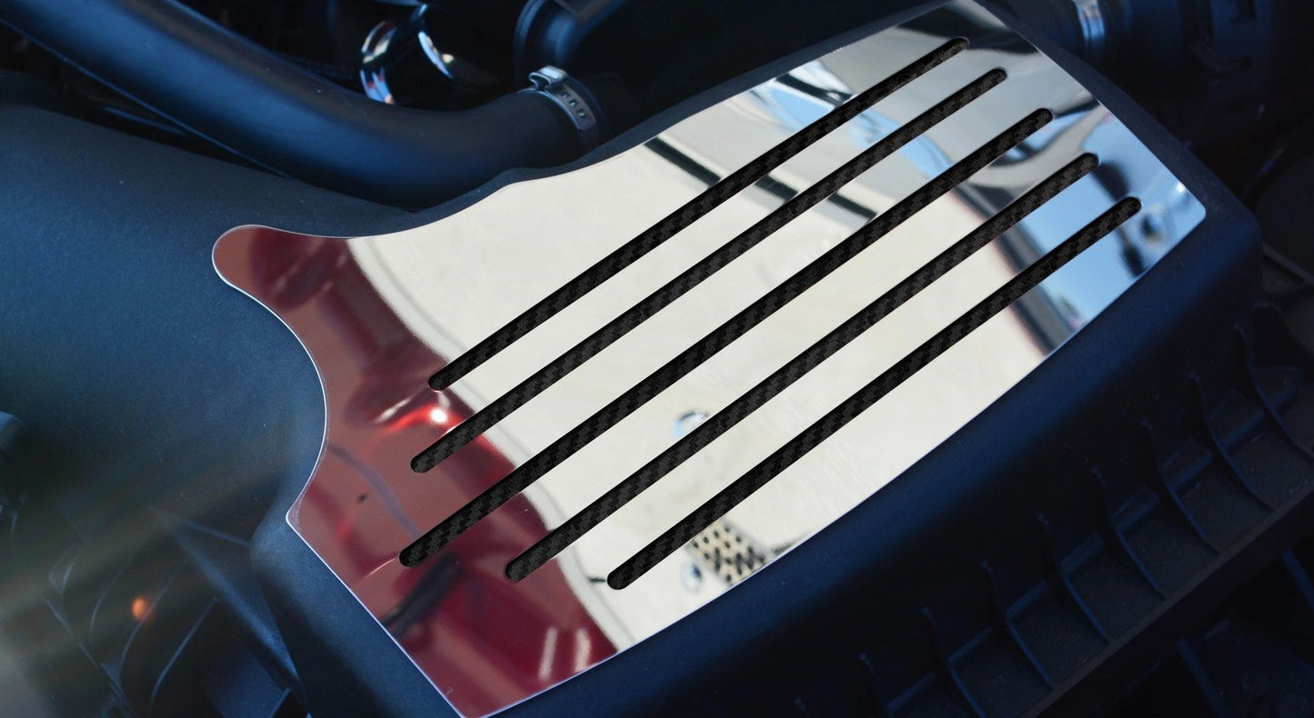 2015-2020 Mustang GT - Air Box Accent Plate | Polished Stainless Steel, Choose Inlay Color