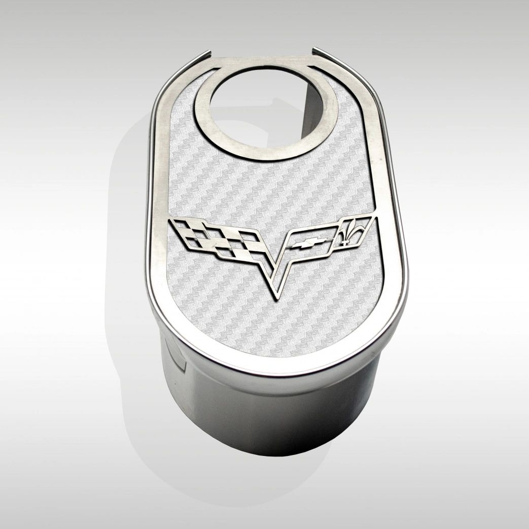 2005-2013 C6/Z06/GS Corvette - Master Cylinder Cover w/Crossed Flags & Cap Cover | Stainless, Choose Color