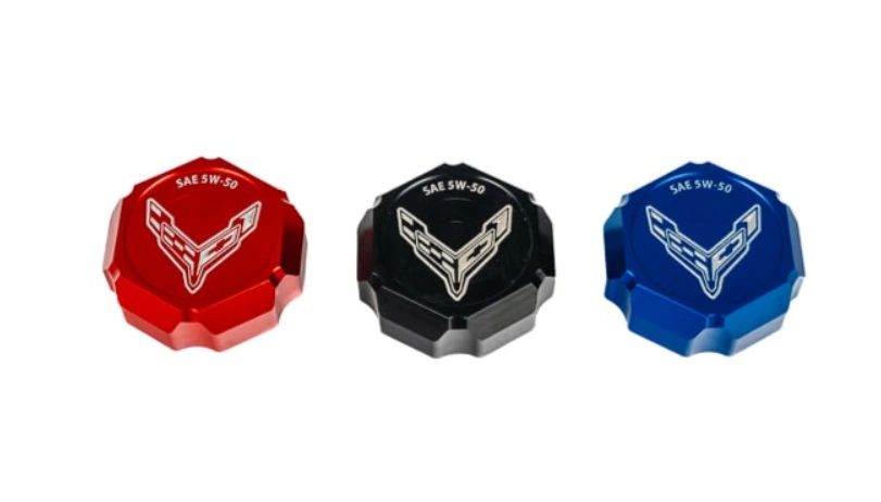 C8 Z06 Corvette Flag Billet Oil Cap Cover - Black, Blue or Red