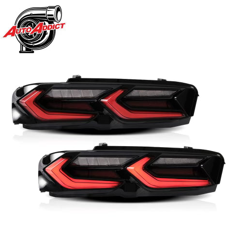 2019-2025 CHEVY CAMARO VELOX LED TAILLIGHTS GLOSS BLACK/RED LENS