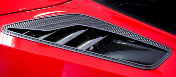 2014-2019 C7 Corvette Stingray - Rear Quarter Vent Set | Carbon Fiber w/Stainless Steel Trim