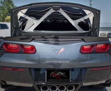 2014-2019 C7 Corvette Convertible only - Trunk Lid Trim Kit Polished w/Brushed Brace | Stainless Steel