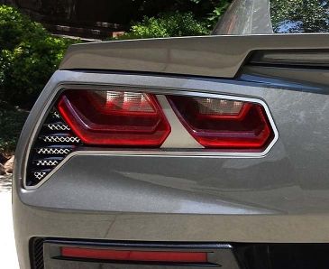 2014-2019 C7 Z06/Grand Sport - Matrix Series Alumi-Steel Tail Light Grilles 2Pc | Polished Stainless/Aluminum