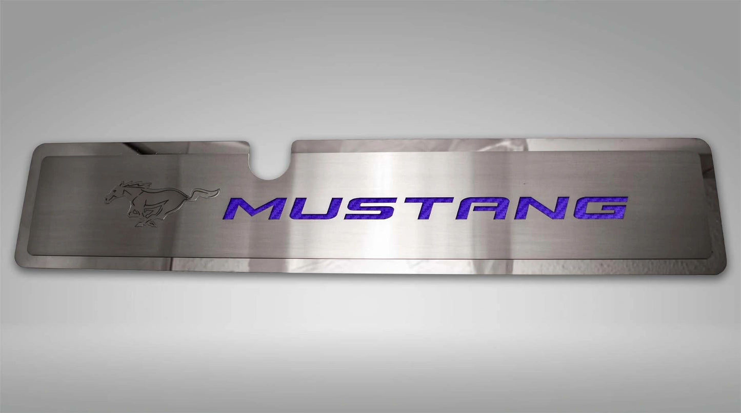 2015-2017 Mustang GT - Radiator Cover Vanity Plate 'PONY & MUSTANG' | Brushed, Choose Inlay Color