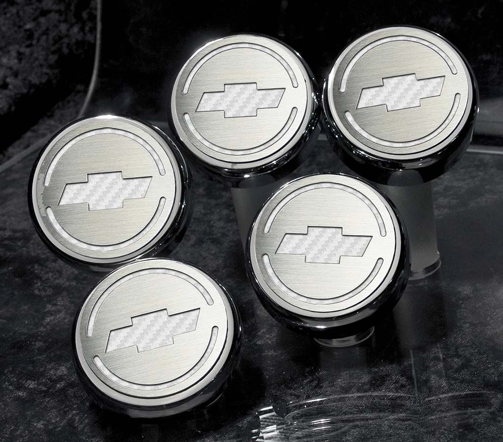 1997-2013 C5/C6 Corvette - Chevrolet 'Bowtie' Fluid Cap Covers 5Pc Auto Transmission | Choose Inlay Color