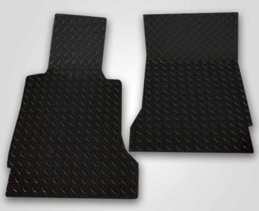 2005-2013 C6 Corvette - Black Diamond Plate Floor Mats 2Pc | Polished Aluminum