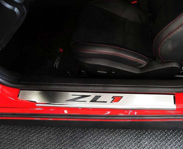 2012-2015 Camaro ZL1 - Executive Series 'ZL1' Door Sills 2Pc | Brushed/Polished Stainless Steel