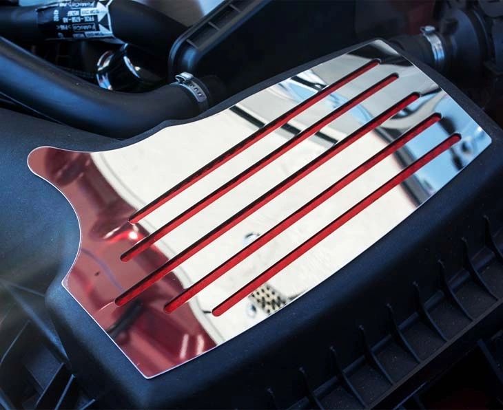 2015-2020 Mustang GT - Air Box Accent Plate | Polished Stainless Steel, Choose Inlay Color