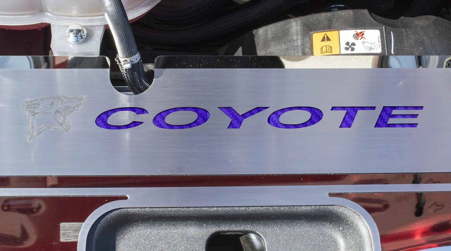 2015-2017 Mustang GT - Radiator Cover Vanity Plate W/Etched Logo & Coyote | Brushed, Choose Inlay Color