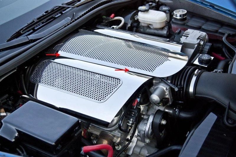 2006-2013 C6 Corvette Z06 only - Perforated Plenum Cover Low Profile | Polished Stainless Steel