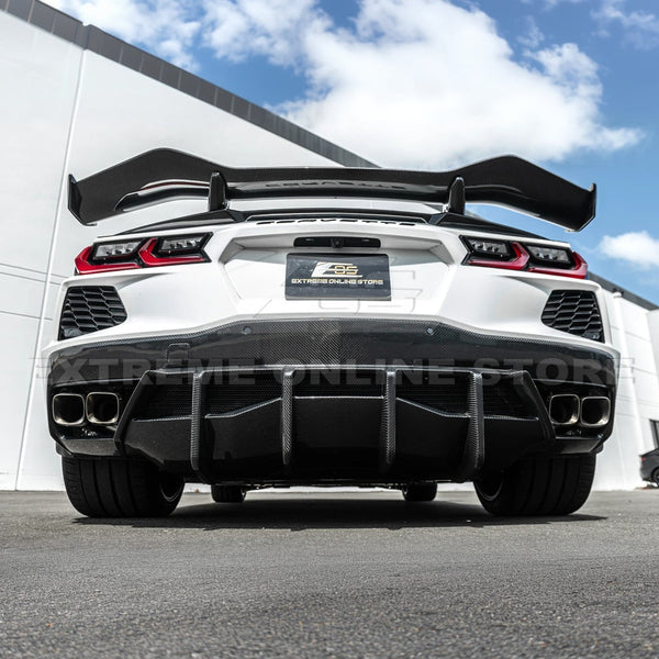 2020+ Corvette C8 Dry Carbon Fiber Rear Bumper Diffuser Quad Exit