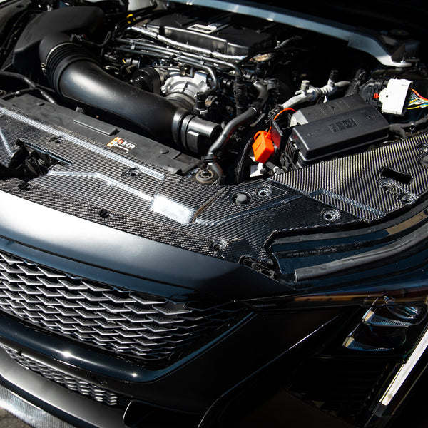 2021-2026 Cadillac CT5-V Blackwing Engine Panel Trim Radiator Cover Gloss Carbon Fiber 3pc Kit