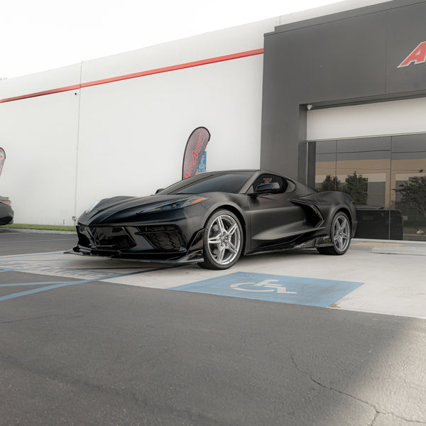 2020-2024 Corvette C8 Stingray Evo Style Side Skirts Gloss Black Pair