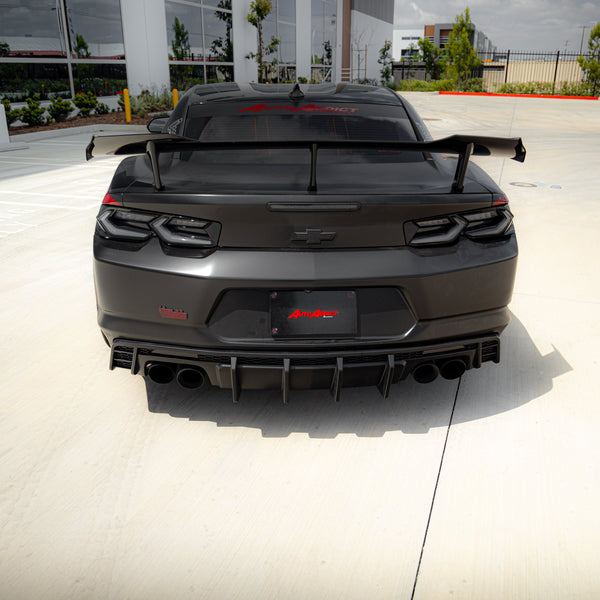 2016-2025 Chevy Camaro Evo Style Shark Fins Rear Diffuser Quad/Single Tips SS/RS/LT & ZL1 w/ Smoke Reflectors