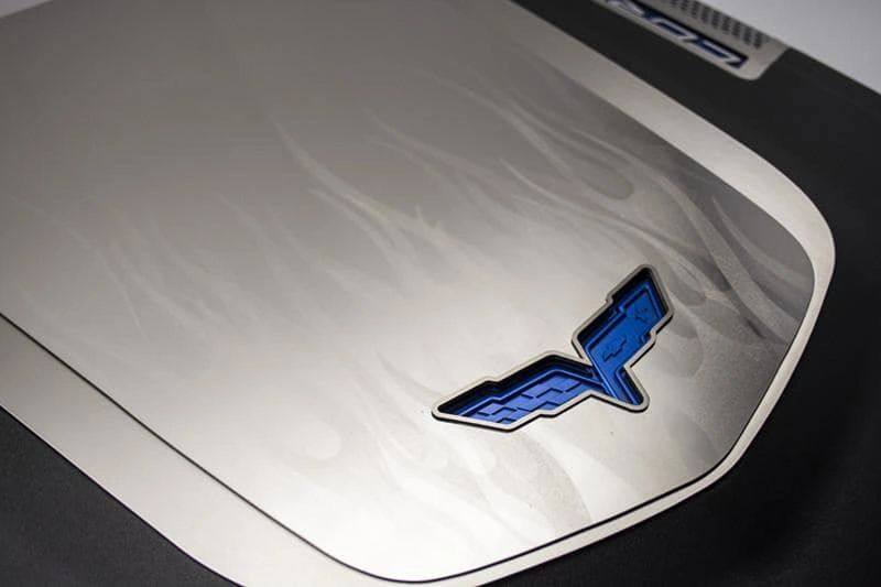 2009-2013 Corvette ZR1 only - Custom Flame Etched Engine Shroud Cover 2Pc | Stainless Steel