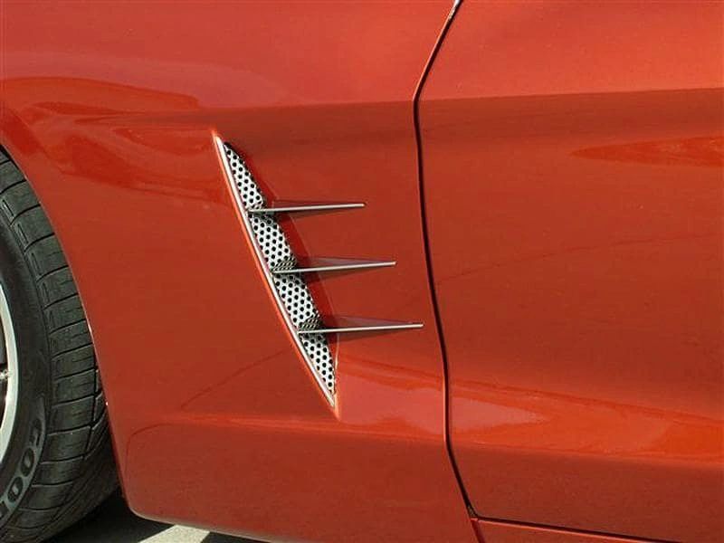 2005-2013 C6 Corvette - Vent Spears w/Perforated Vents 8Pc | Polished Stainless Steel