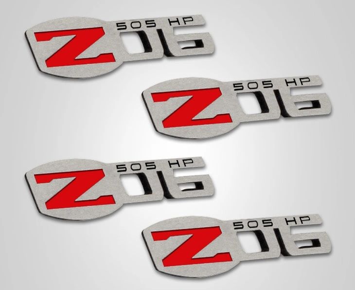 2005-2013 C6 Corvette - Z06 505HP Badges 4Pc | Polished Stainless Steel