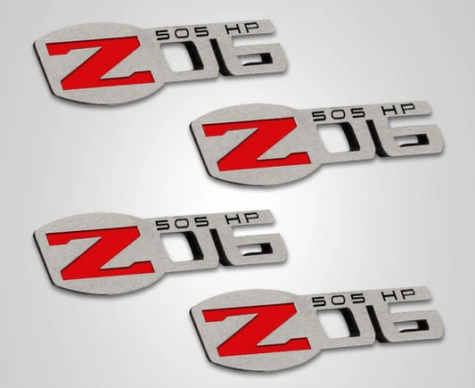 2005-2013 C6 Corvette - Z06 505HP Badges 4Pc | Polished Stainless Steel