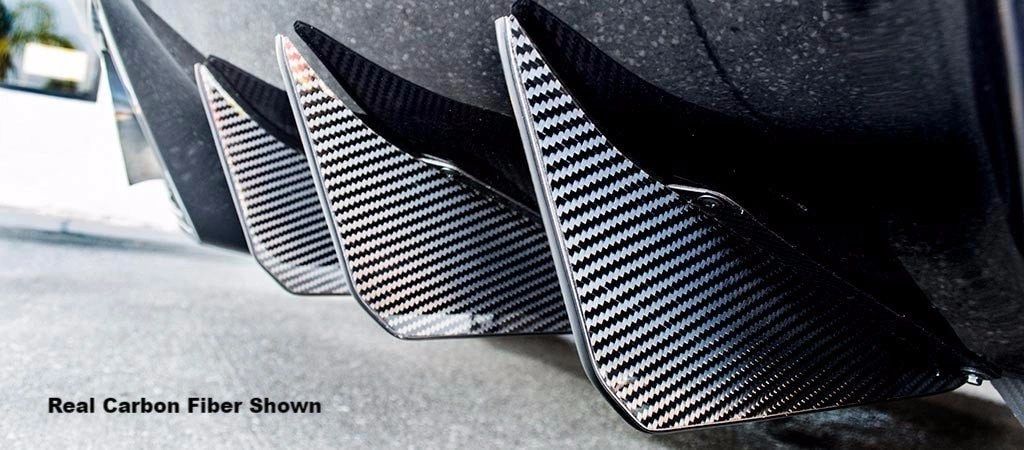 2014-2019 C7 Z06/GS Corvette - Rear Diffusers Carbon Fiber Wrapped 6Pc | Stainless Steel, Choose Style/Finish