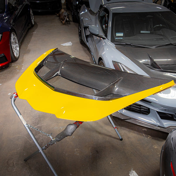 2025-2027 C8 ZR1/ZR1X ZTK Type-OEM Hood Functional Dry Carbon Fiber Double Sided