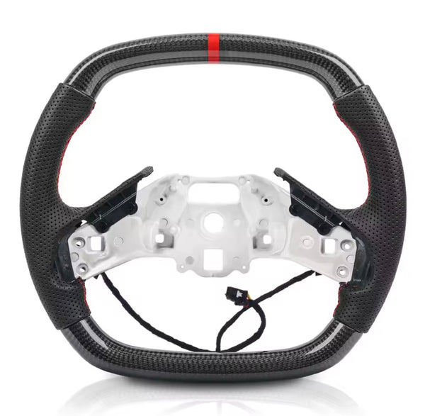 C8 Z06 Style Corvette Carbon Fiber Steering Wheel Retains Heat Function