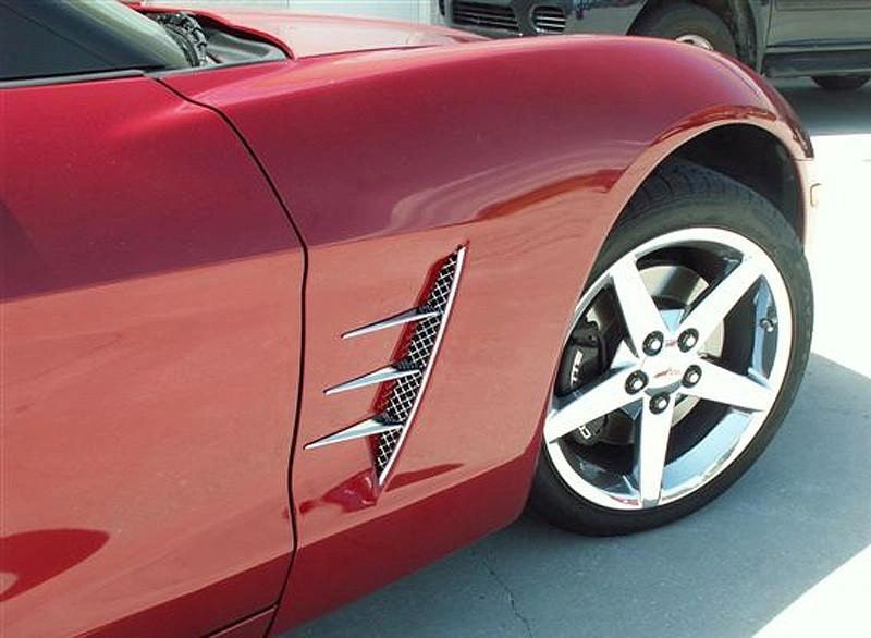 2005-2013 C6 Corvette - Vent Spears w/Laser Mesh Vents 8Pc | Polished Stainless Steel