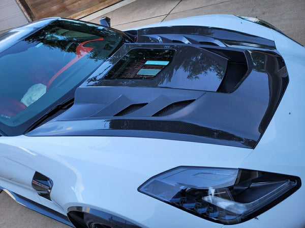 2014-2019 Corvette C7 Type-VS1 Double Sided Carbon fiber Vented Style Hood W/ Window For Stingray, Z51, Grand Sport, Z06