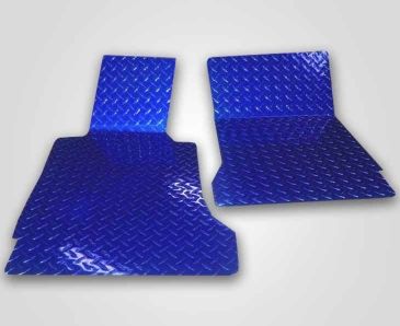 2005-2013 C6 Corvette - Blue Diamond Plate Floor Mats 2Pc | Polished Aluminum