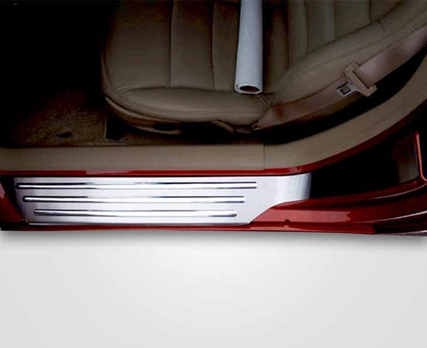 2005-2013 C6 Corvette - Outer Door Sills w/Chrome Ribs 2Pc | Brushed Stainless Steel