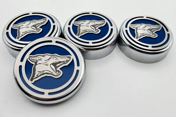 2015-2025 MUSTANG - FLUID CAP COVER AUTOMATIC TRANSMISSIONS ONLY, COYOTE LOGO 4PC SET | CHOOSE INLAY COLOR
