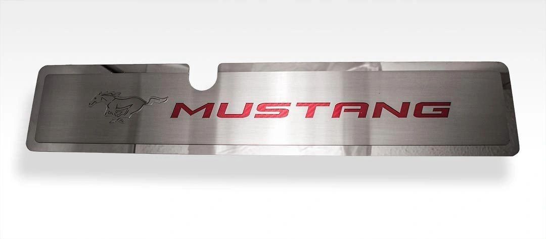 2015-2017 Mustang GT - Radiator Cover Vanity Plate 'PONY & MUSTANG' | Brushed, Choose Inlay Color