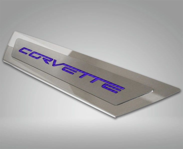 2005-2013 C6 Corvette - Outer Door Sills 'CORVETTE' Inlay 2Pc | Polished Stainless & Carbon Fiber