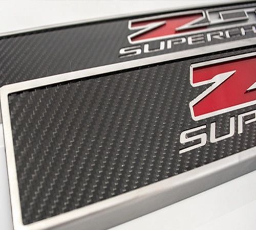 2014-2019 C7 Corvette - Light Up Z06 SUPERCHARGED Replacement Door Sills 2Pc| Carbon Fiber w/Stainless Trim