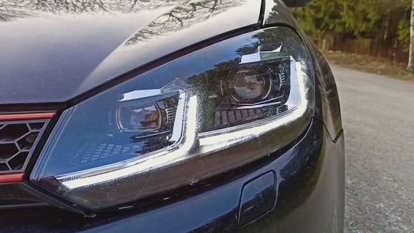 Volkswagen Golf MK6 Red, Silver, and Black Projector with Dynamic Signal LED Headlights (2009 - 2013)