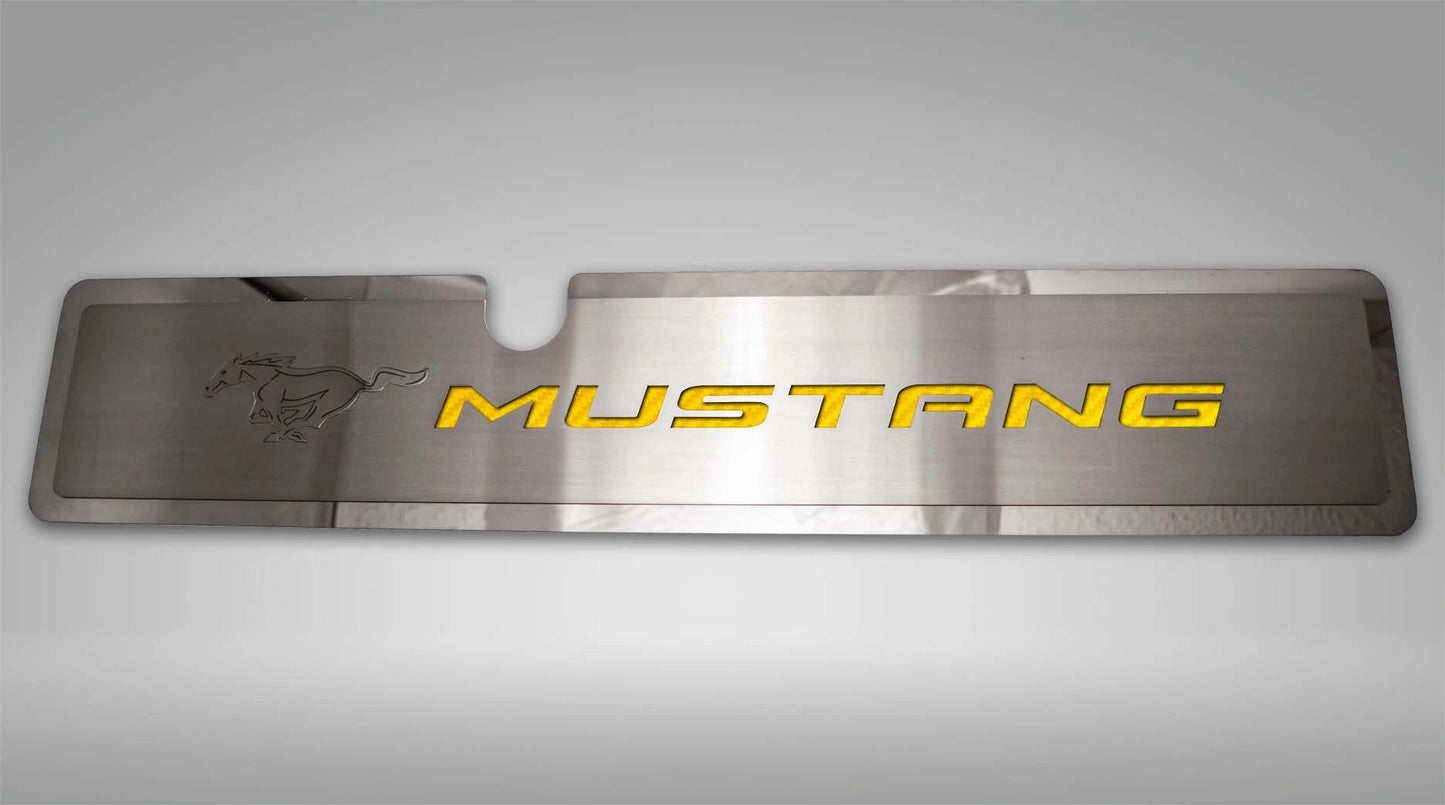 2015-2017 Mustang GT - Radiator Cover Vanity Plate 'PONY & MUSTANG' | Brushed, Choose Inlay Color