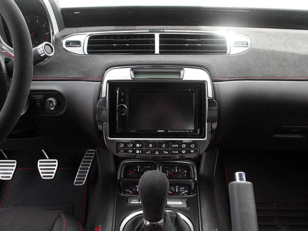 2010-2015 Camaro - Aftermarket Radio Trim Plate | Brushed Stainless Steel w/Polished Bezel
