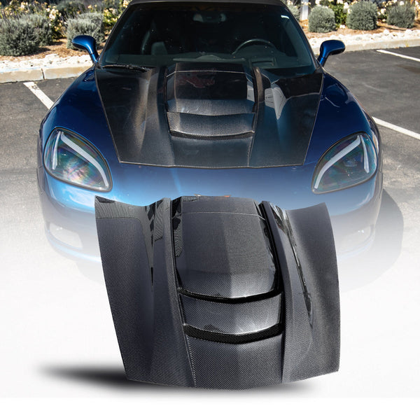 2005-2013 Corvette C6 Carbon Fiber ZR1-Style Double-Sided Vented Hood
