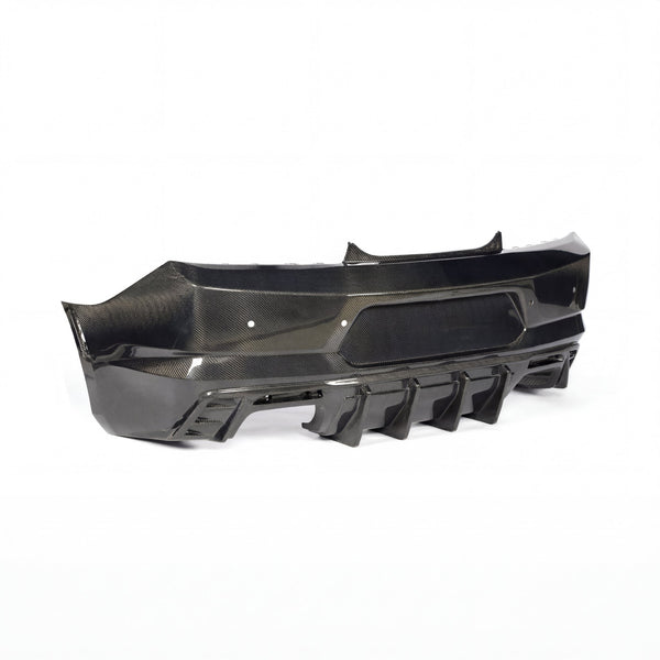 2016-2018 Camaro RS/SS/ZL1 Gloss Double Sided Carbon Fiber Rear Bumper w/Rear Diffuser Quad Tips 1pc
