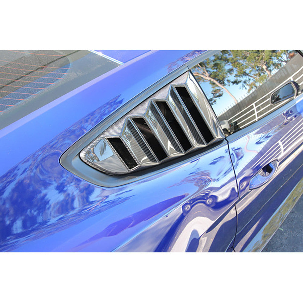 2015 - 2020 Mustang Carbon Fiber Type-Vented Side Window Louvers (Pair)