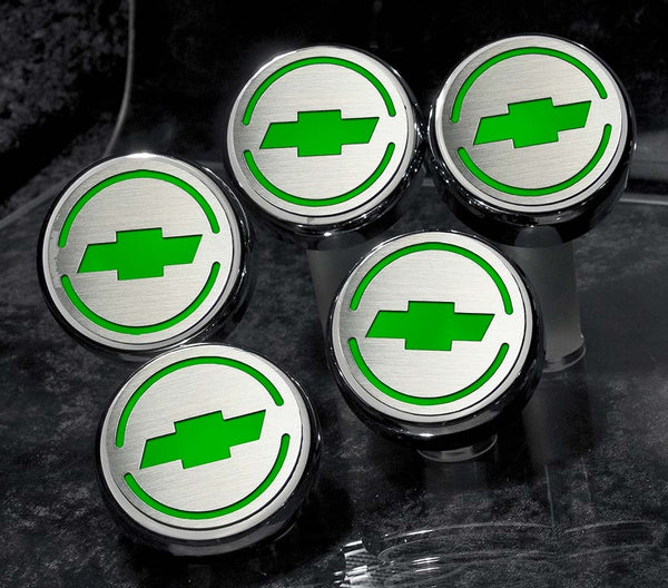 1997-2013 C5/C6 Corvette - Chevrolet 'Bowtie' Fluid Cap Covers 5Pc Auto Transmission | Choose Inlay Color