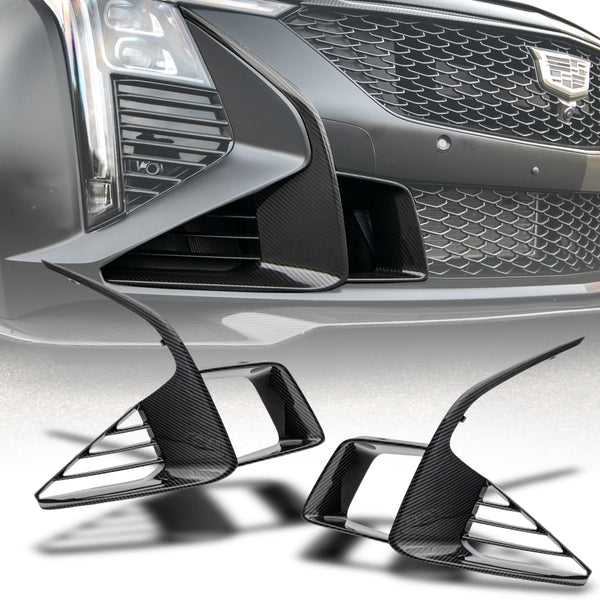 2025-2026 Cadillac CT5-V Blackwing Front Side Outer Grilles Pre Preg Gloss Carbon Fiber Pair