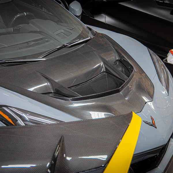 2025-2027 C8 ZR1/ZR1X ZTK Type-OEM Hood Functional Dry Carbon Fiber Double Sided
