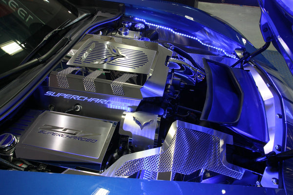 2014-2019 C7 Corvette Z06/Grand Sport/Stingray - Inner Fender Covers 3Pc | Stainless Steel, Brushed Finish