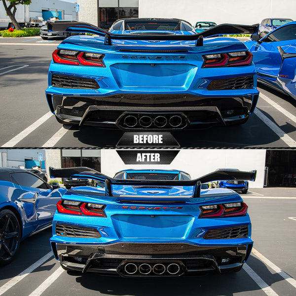 2023-2026 C8 Corvette Z06 / ZR1 / ERay Z07 Carbon Fiber Rear High Spoiler w/ Integrated 2 inch Upriser 1pc
