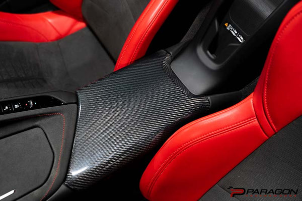 CCS C8 Corvette Red Carbon Fiber Center Console Lid Overlay
