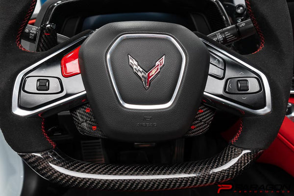 CCS Steering Wheel Red Carbon Fiber Button Covers 4PC  - C8 Corvette